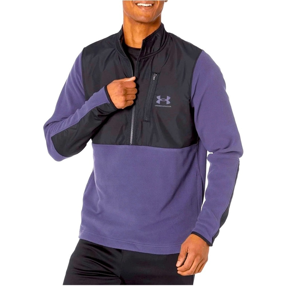 NWT’S Under Armour Cold Gear Infrared Half Zip Pullover Sweater Black Blue Steel